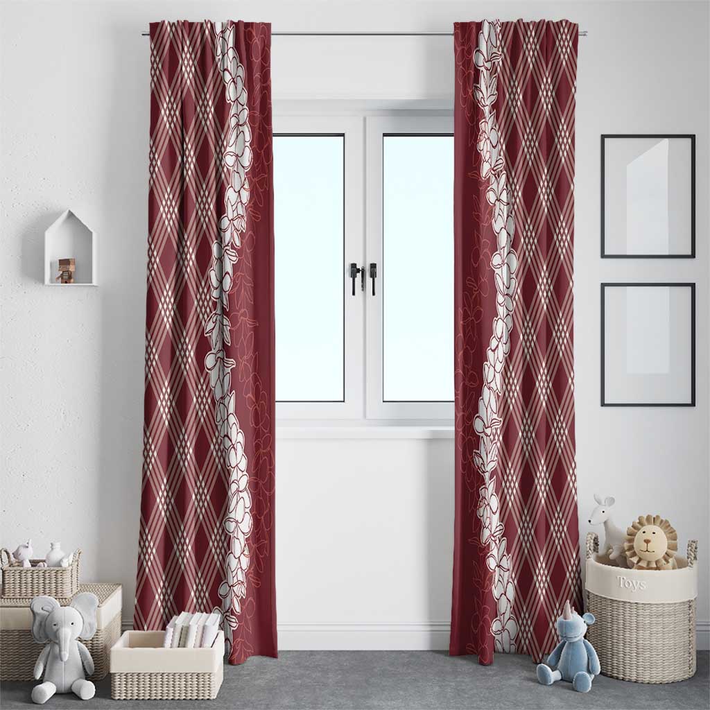 Hawaii Aloha Plumeria Lei Scarlet Palaka Window Curtain - Polynesian Pride