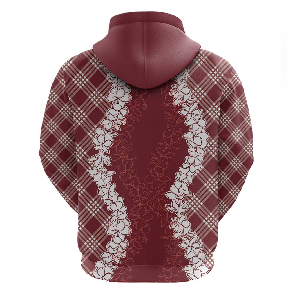 Hawaii Aloha Plumeria Lei Scarlet Palaka Zip Hoodie - Polynesian Pride