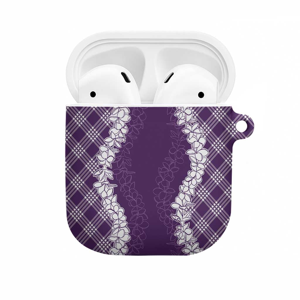 Hawaii Aloha Plumeria Lei Violet Palaka AirPods Case - Polynesian Pride