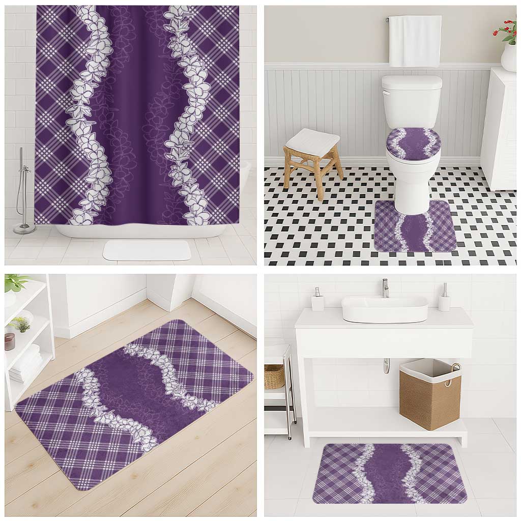 Hawaii Aloha Plumeria Lei Violet Palaka Bathroom Set - Polynesian Pride