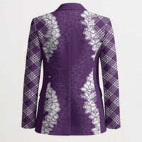 Hawaii Aloha Plumeria Lei Violet Palaka Blazer - Polynesian Pride