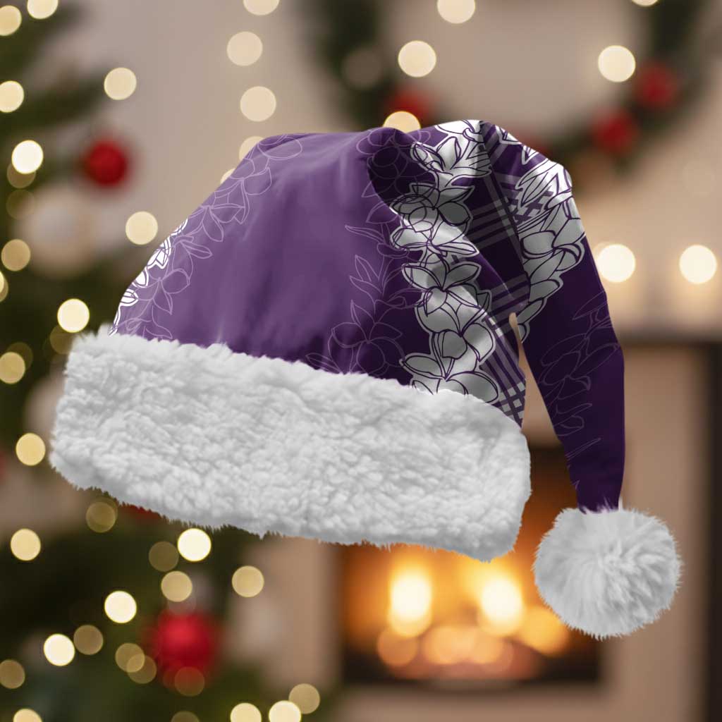 Hawaii Aloha Plumeria Lei Violet Palaka Christmas Santa Hat - Polynesian Pride