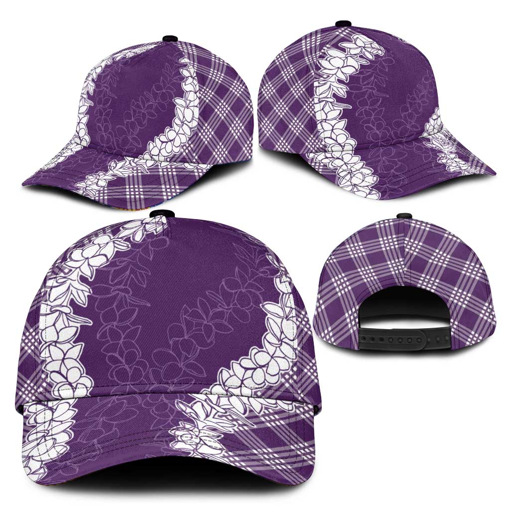 Hawaii Aloha Plumeria Lei Violet Palaka Classic Cap - Polynesian Pride