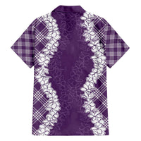 Hawaii Aloha Plumeria Lei Violet Palaka Family Matching Off The Shoulder Long Sleeve Dress and Hawaiian Shirt LT7 - Polynesian Pride