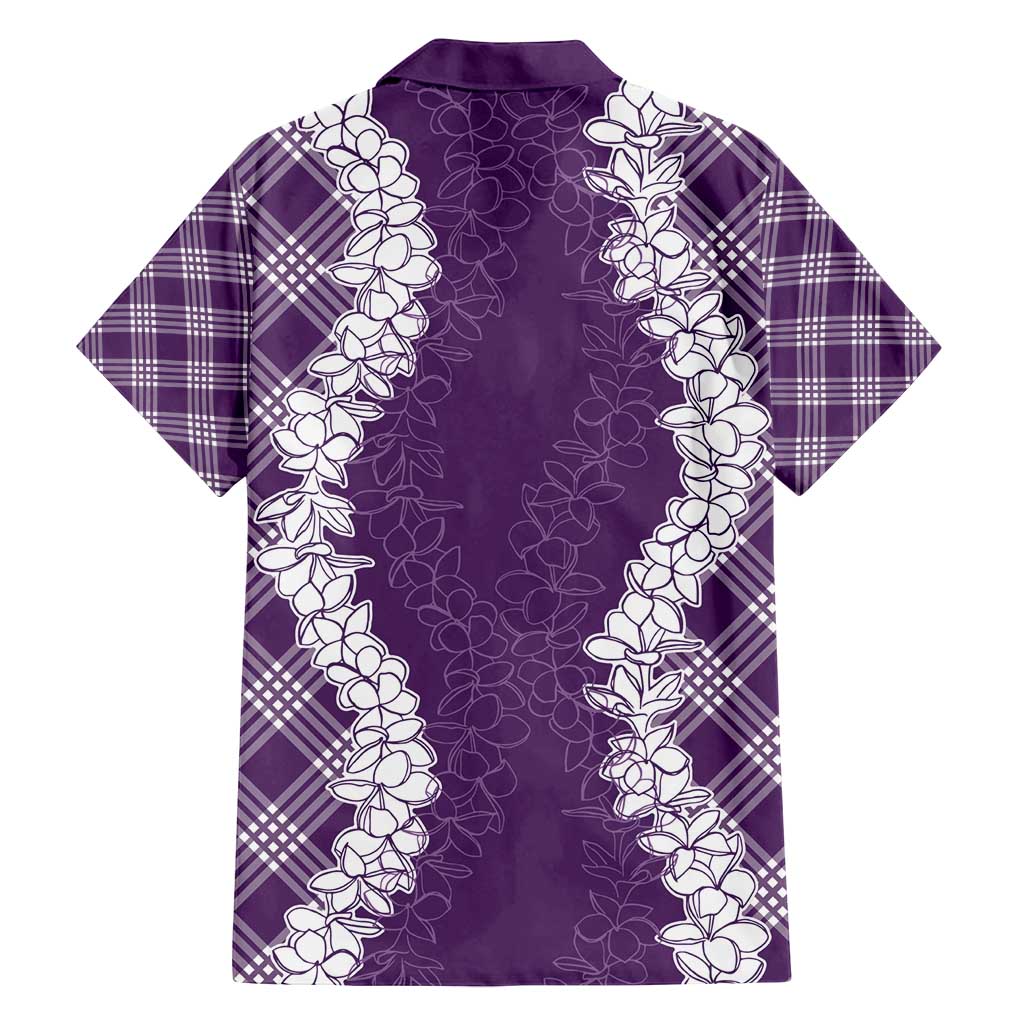 Hawaii Aloha Plumeria Lei Violet Palaka Family Matching Off Shoulder Maxi Dress and Hawaiian Shirt LT7 - Polynesian Pride