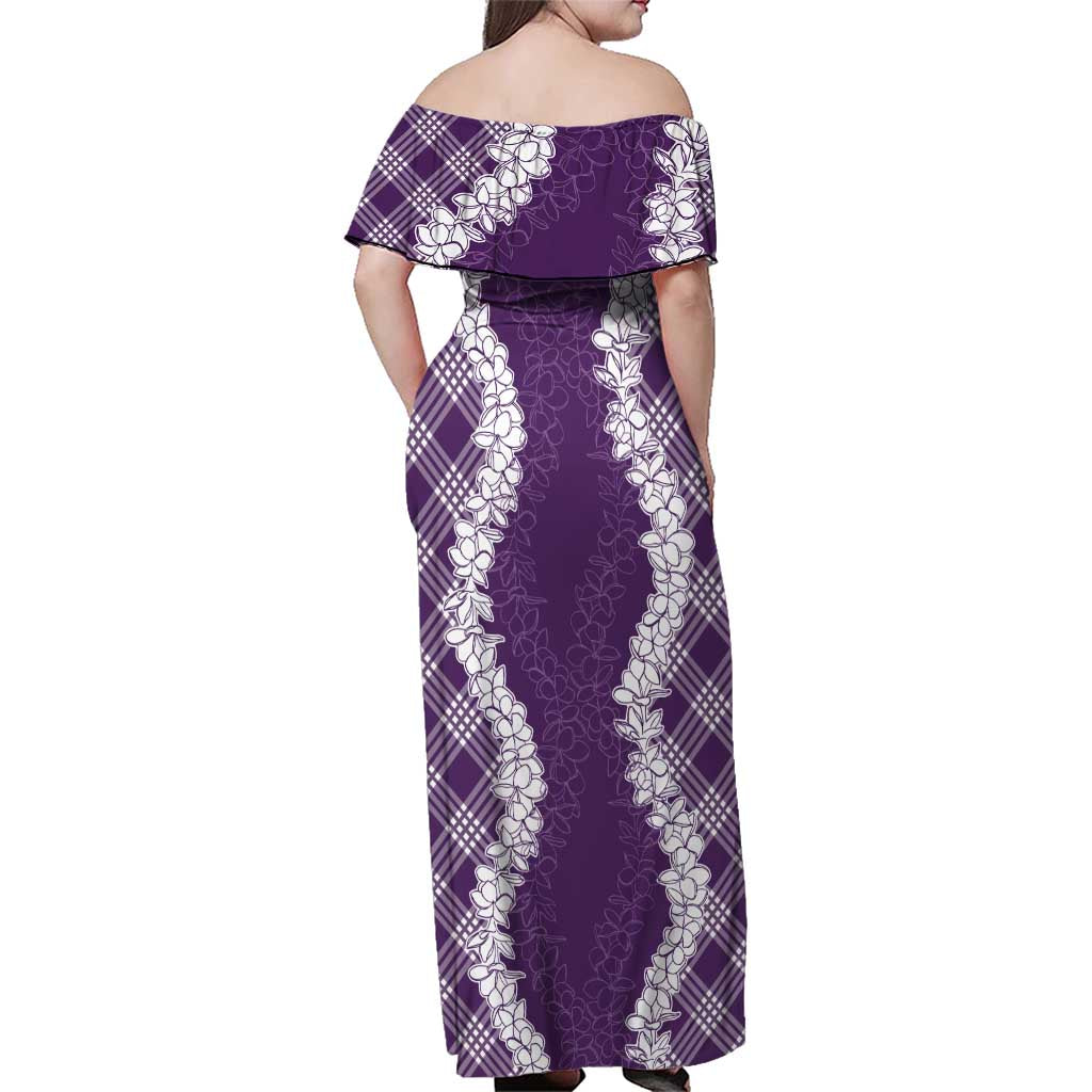 Hawaii Aloha Plumeria Lei Violet Palaka Family Matching Off Shoulder Maxi Dress and Hawaiian Shirt LT7 - Polynesian Pride