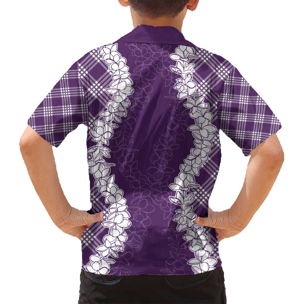 Hawaii Aloha Plumeria Lei Violet Palaka Family Matching Summer Maxi Dress and Hawaiian Shirt LT7 - Polynesian Pride