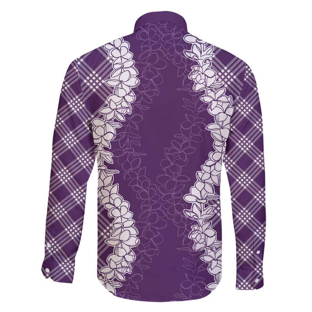 Hawaii Aloha Plumeria Lei Violet Palaka Family Matching Tank Maxi Dress and Hawaiian Shirt LT7 - Polynesian Pride