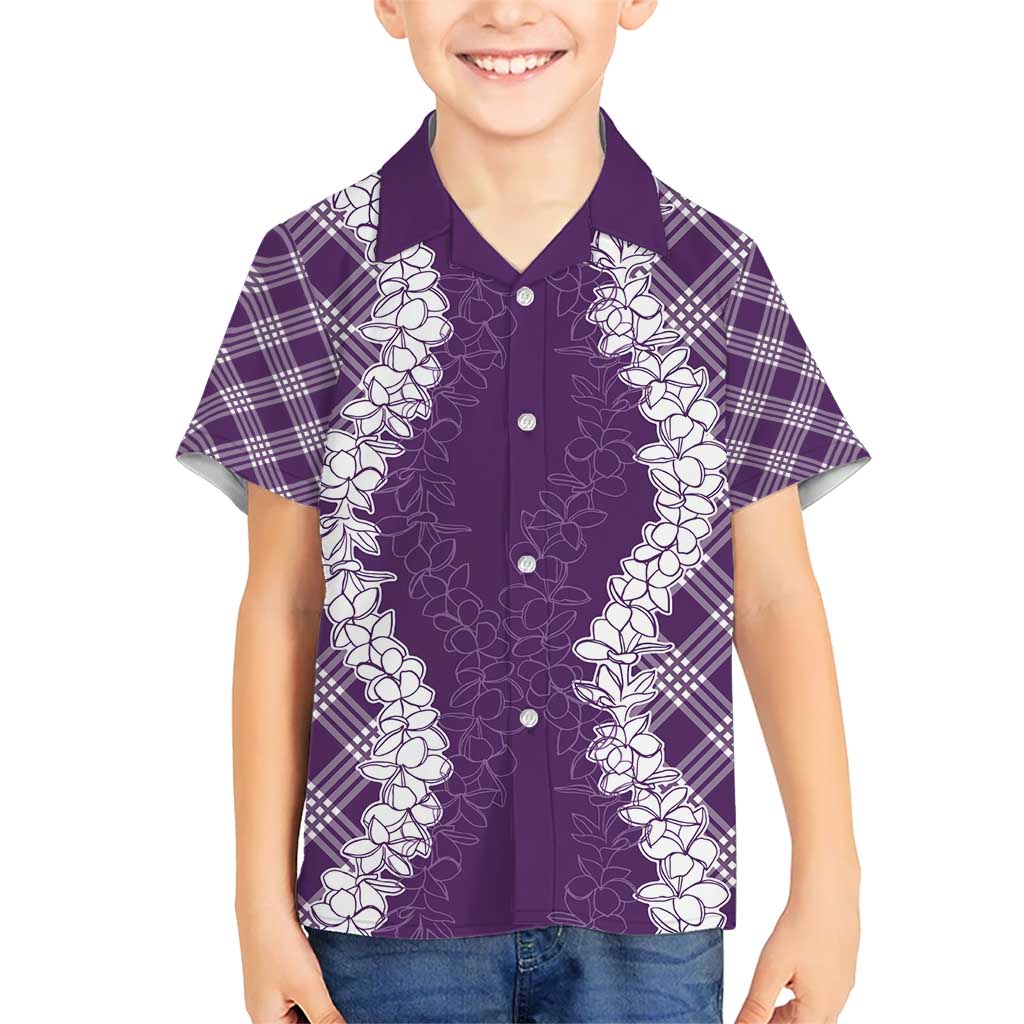 Hawaii Aloha Plumeria Lei Violet Palaka Hawaiian Shirt - Polynesian Pride