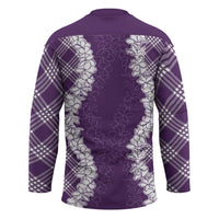 Hawaii Aloha Plumeria Lei Violet Palaka Hockey Jersey - Polynesian Pride