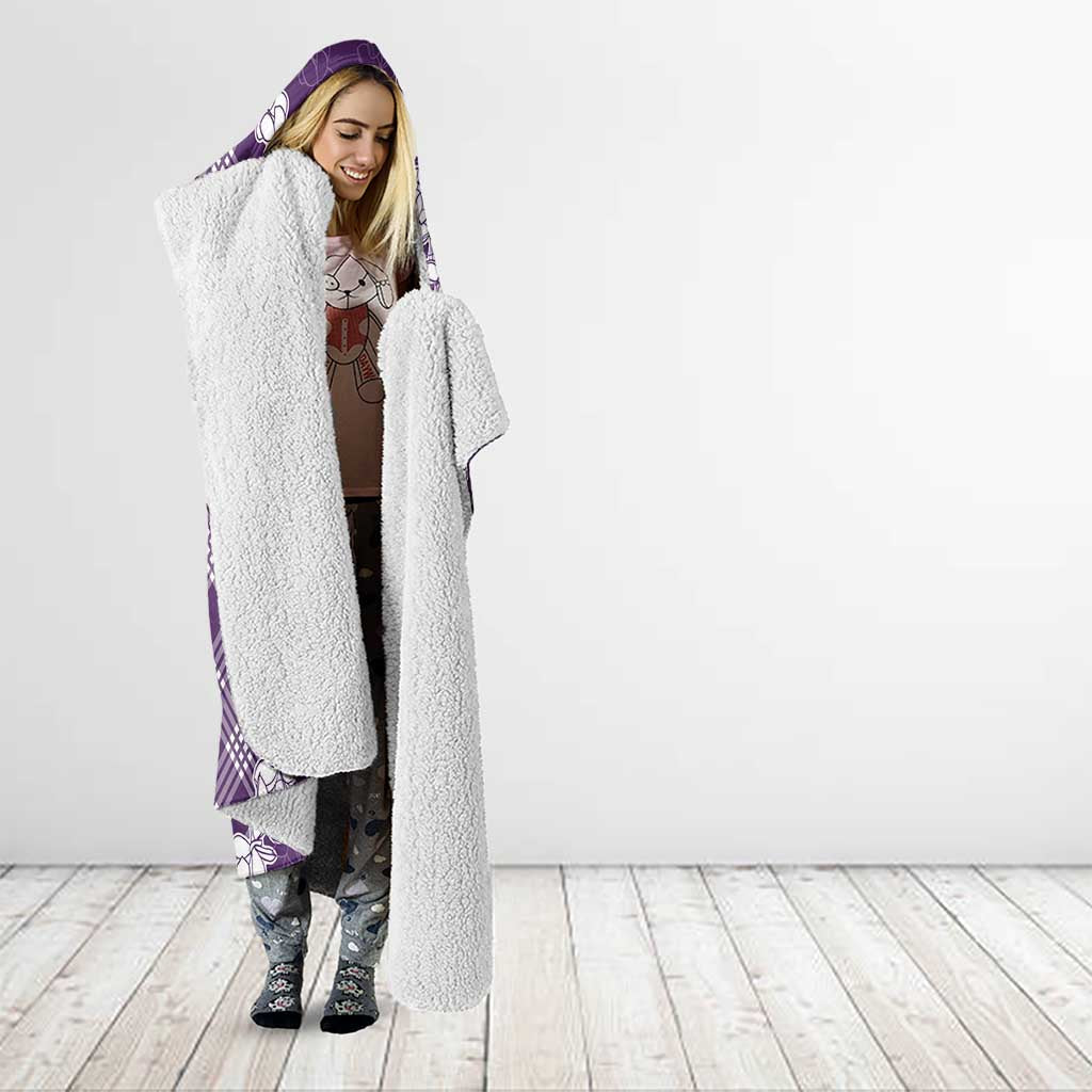 Hawaii Aloha Plumeria Lei Violet Palaka Hooded Blanket - Polynesian Pride