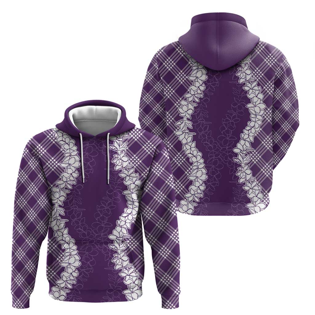 Hawaii Aloha Plumeria Lei Violet Palaka Hoodie - Polynesian Pride
