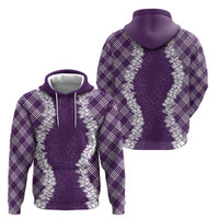 Hawaii Aloha Plumeria Lei Violet Palaka Hoodie - Polynesian Pride