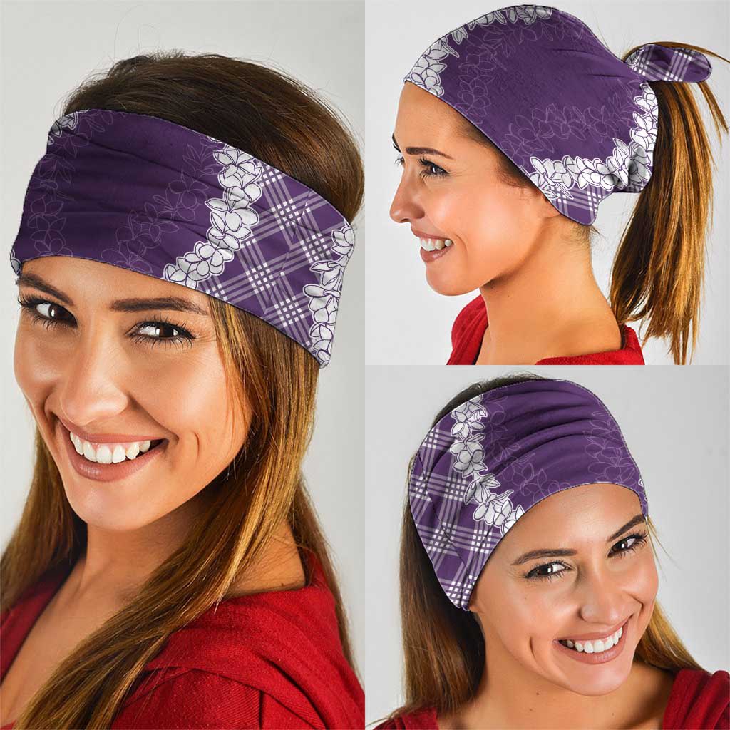 Hawaii Aloha Plumeria Lei Violet Palaka Neck Gaiter - Polynesian Pride