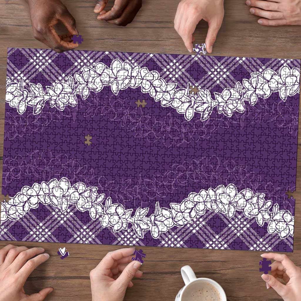 Hawaii Aloha Plumeria Lei Violet Palaka Puzzle - Polynesian Pride