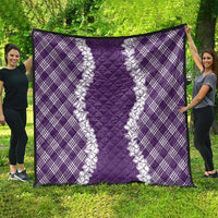Hawaii Aloha Plumeria Lei Violet Palaka Quilt - Polynesian Pride