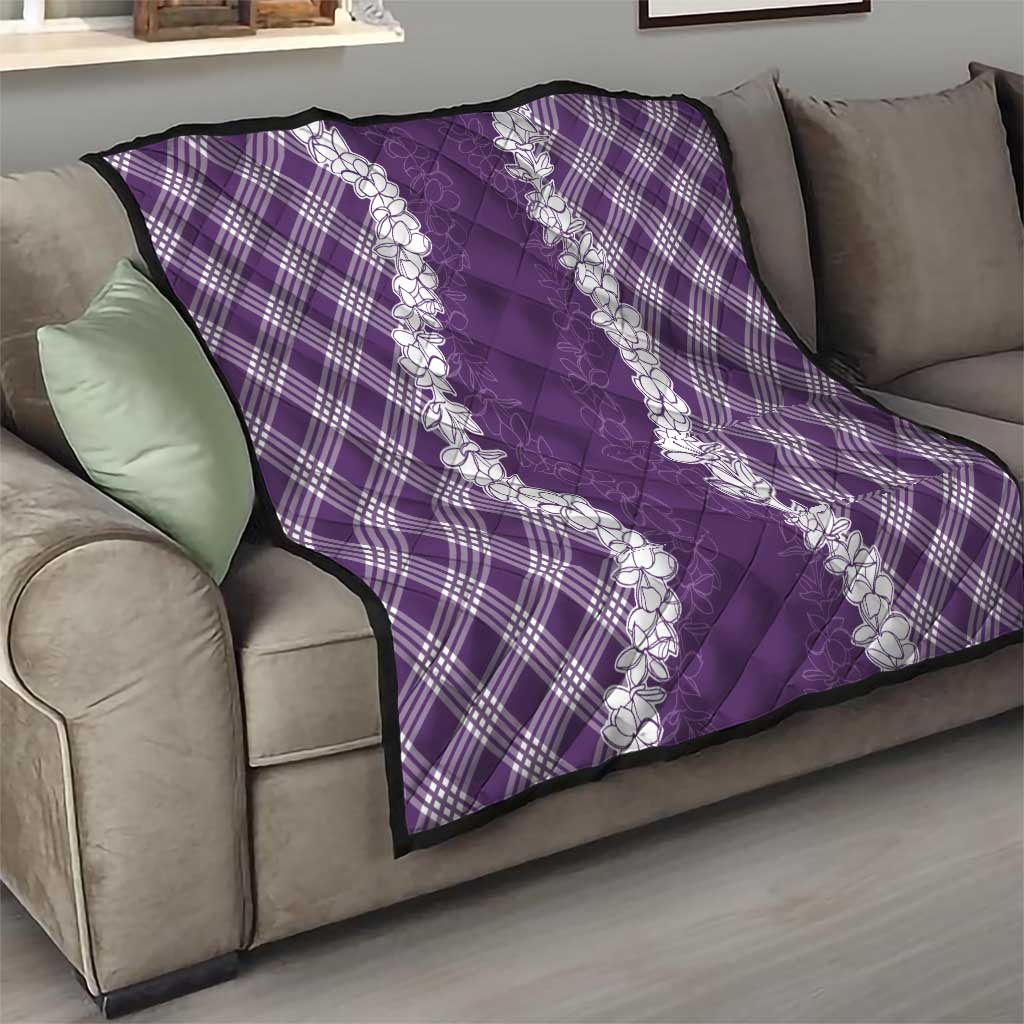Hawaii Aloha Plumeria Lei Violet Palaka Quilt - Polynesian Pride