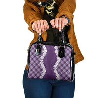 Hawaii Aloha Plumeria Lei Violet Palaka Shoulder Handbag - Polynesian Pride