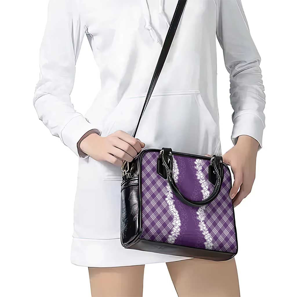 Hawaii Aloha Plumeria Lei Violet Palaka Shoulder Handbag - Polynesian Pride