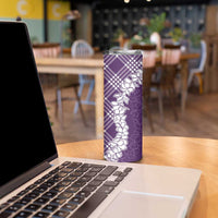 Hawaii Aloha Plumeria Lei Violet Palaka Skinny Tumbler - Polynesian Pride