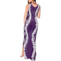 Hawaii Aloha Plumeria Lei Violet Palaka Tank Maxi Dress - Polynesian Pride