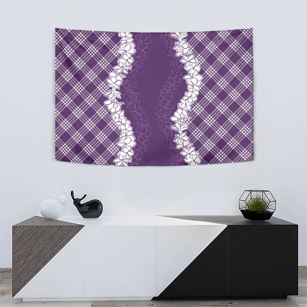 Hawaii Aloha Plumeria Lei Violet Palaka Tapestry - Polynesian Pride