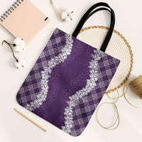 Hawaii Aloha Plumeria Lei Violet Palaka Tote Bag LT7 Black Strap One Size Violet - Polynesian Pride
