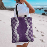 Hawaii Aloha Plumeria Lei Violet Palaka Tote Bag LT7 - Polynesian Pride