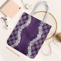 Hawaii Aloha Plumeria Lei Violet Palaka Tote Bag LT7 White Strap One Size Violet - Polynesian Pride