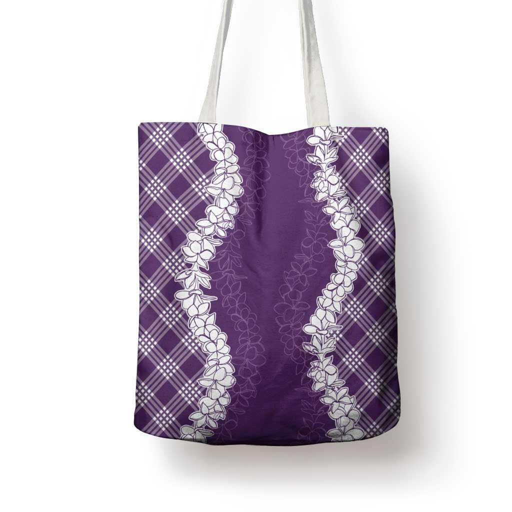 Hawaii Aloha Plumeria Lei Violet Palaka Tote Bag LT7 - Polynesian Pride