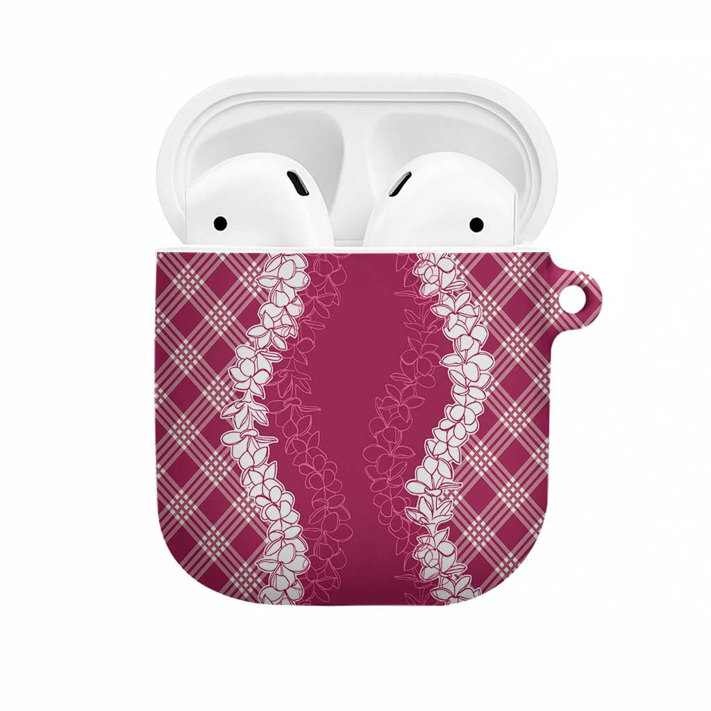 Hawaii Aloha Plumeria Lei Fuschia Palaka AirPods Case - Polynesian Pride