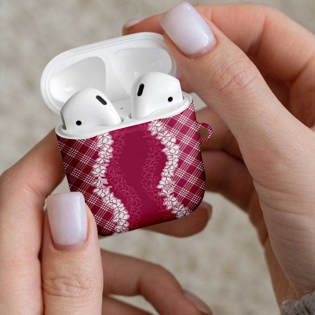 Hawaii Aloha Plumeria Lei Fuschia Palaka AirPods Case - Polynesian Pride