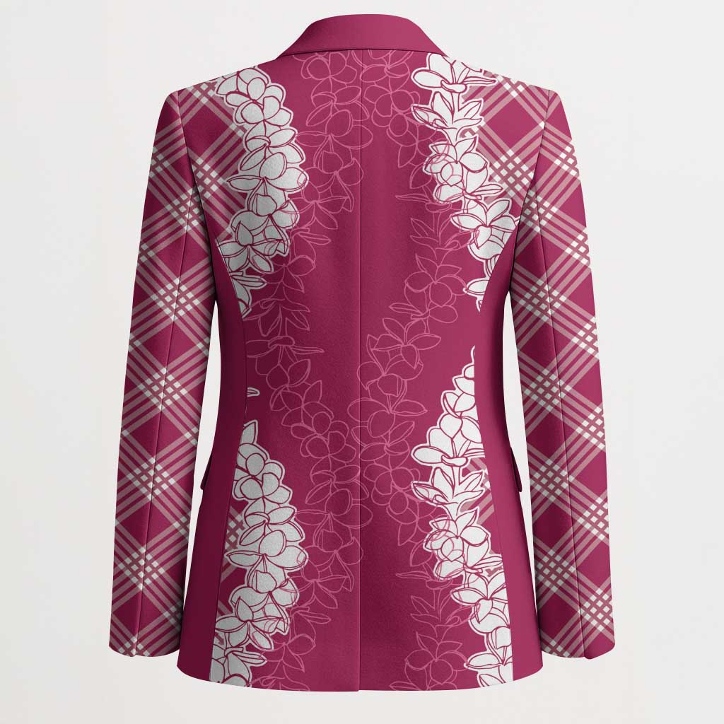 Hawaii Aloha Plumeria Lei Fuschia Palaka Blazer - Polynesian Pride