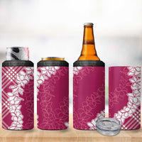 Hawaii Aloha Plumeria Lei Fuschia Palaka 4 in 1 Can Cooler Tumbler LT7 - Polynesian Pride