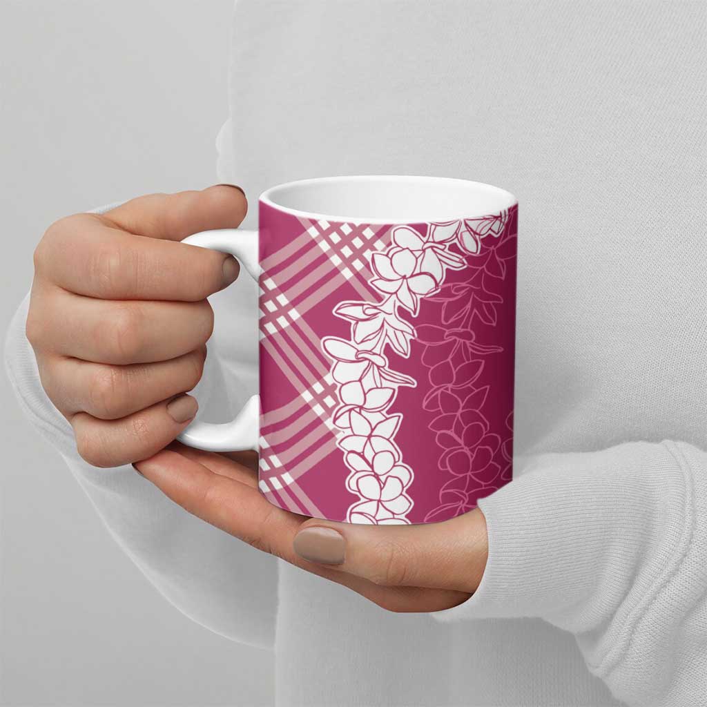 Hawaii Aloha Plumeria Lei Fuschia Palaka Ceramic Mug - Polynesian Pride