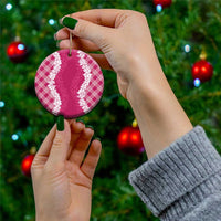 Hawaii Aloha Plumeria Lei Fuschia Palaka Ceramic Ornament - Polynesian Pride