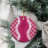 Hawaii Aloha Plumeria Lei Fuschia Palaka Ceramic Ornament - Polynesian Pride
