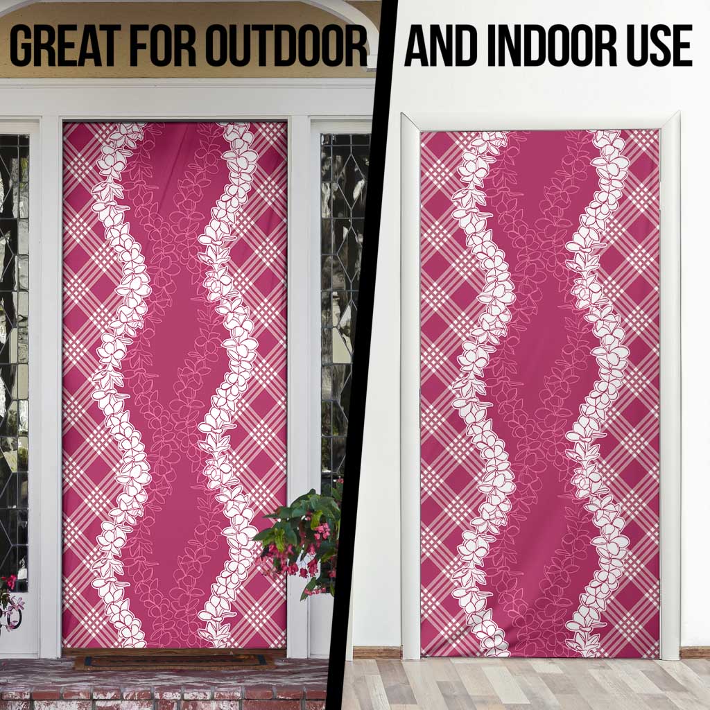 Hawaii Aloha Plumeria Lei Fuschia Palaka Door Cover - Polynesian Pride