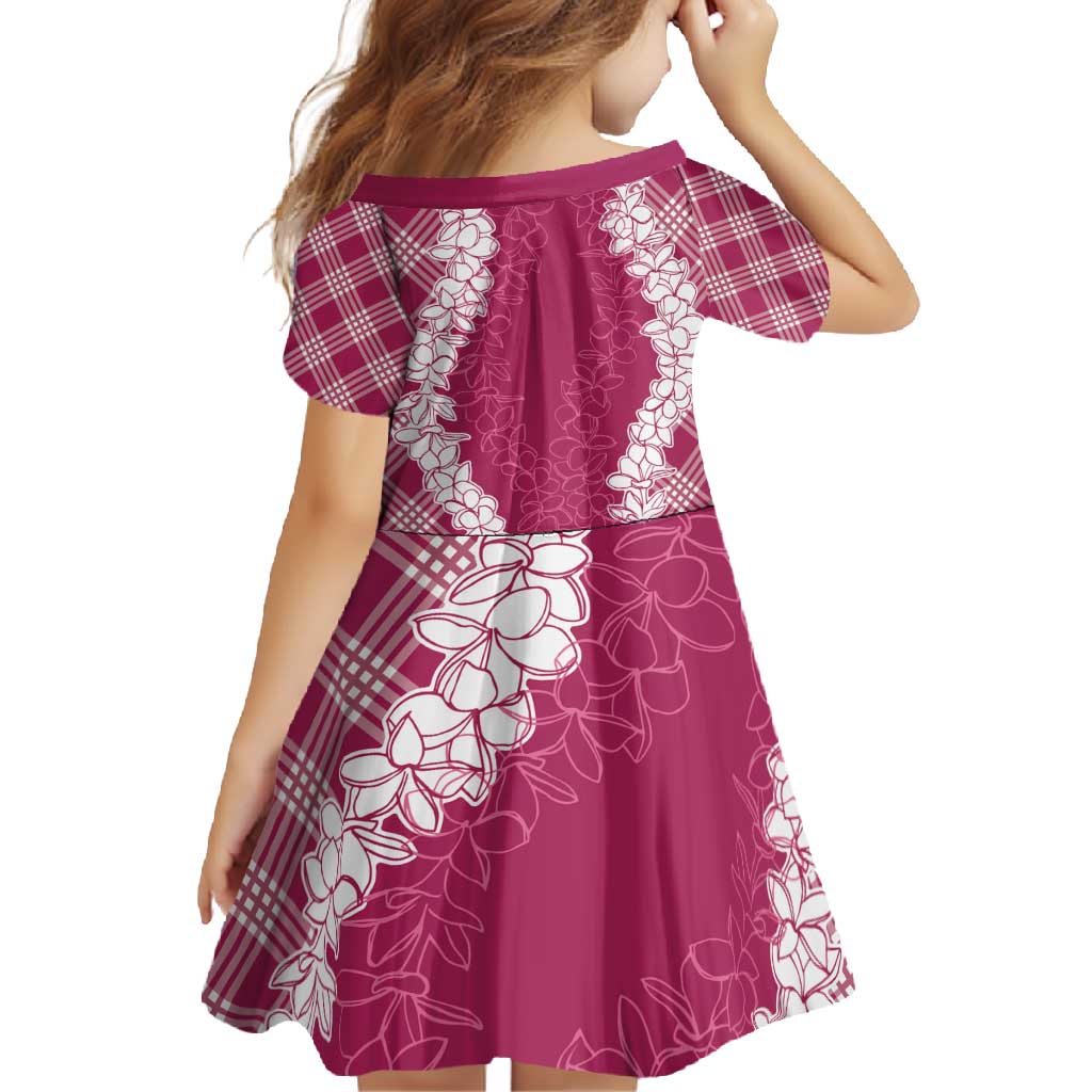Hawaii Aloha Plumeria Lei Fuschia Palaka Family Matching Long Sleeve Bodycon Dress and Hawaiian Shirt LT7 - Polynesian Pride