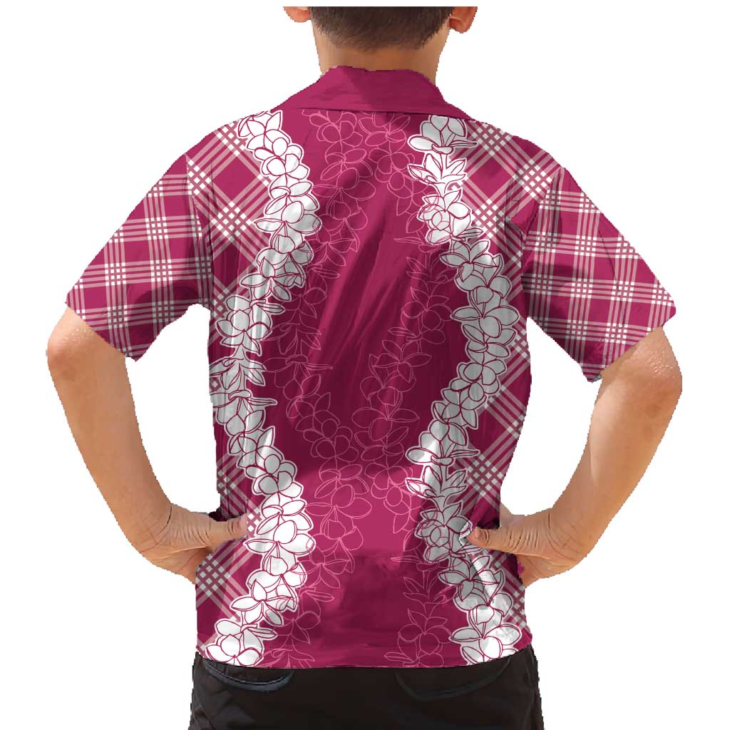 Hawaii Aloha Plumeria Lei Fuschia Palaka Family Matching Mermaid Dress and Hawaiian Shirt LT7 - Polynesian Pride