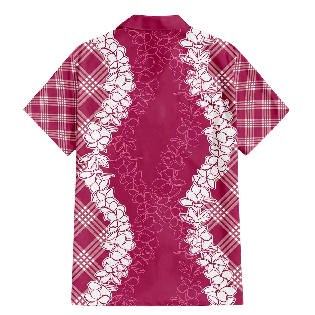 Hawaii Aloha Plumeria Lei Fuschia Palaka Family Matching Mermaid Dress and Hawaiian Shirt LT7 - Polynesian Pride