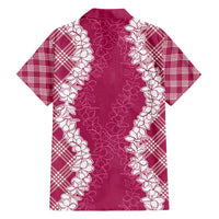 Hawaii Aloha Plumeria Lei Fuschia Palaka Family Matching Off Shoulder Maxi Dress and Hawaiian Shirt LT7 - Polynesian Pride