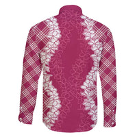 Hawaii Aloha Plumeria Lei Fuschia Palaka Family Matching Off Shoulder Maxi Dress and Hawaiian Shirt LT7 - Polynesian Pride