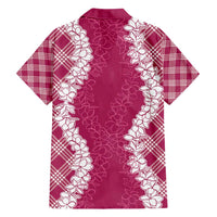 Hawaii Aloha Plumeria Lei Fuschia Palaka Family Matching Short Sleeve Bodycon Dress and Hawaiian Shirt LT7 - Polynesian Pride
