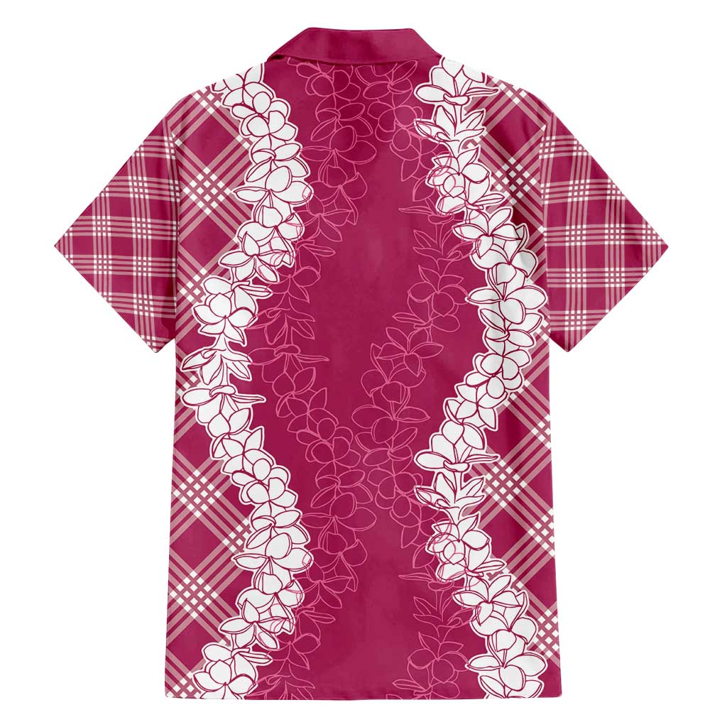 Hawaii Aloha Plumeria Lei Fuschia Palaka Family Matching Summer Maxi Dress and Hawaiian Shirt LT7 - Polynesian Pride