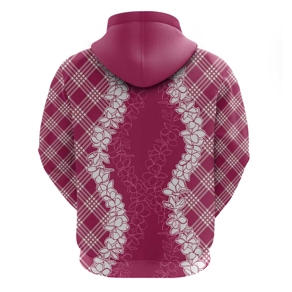 Hawaii Aloha Plumeria Lei Fuschia Palaka Hoodie - Polynesian Pride