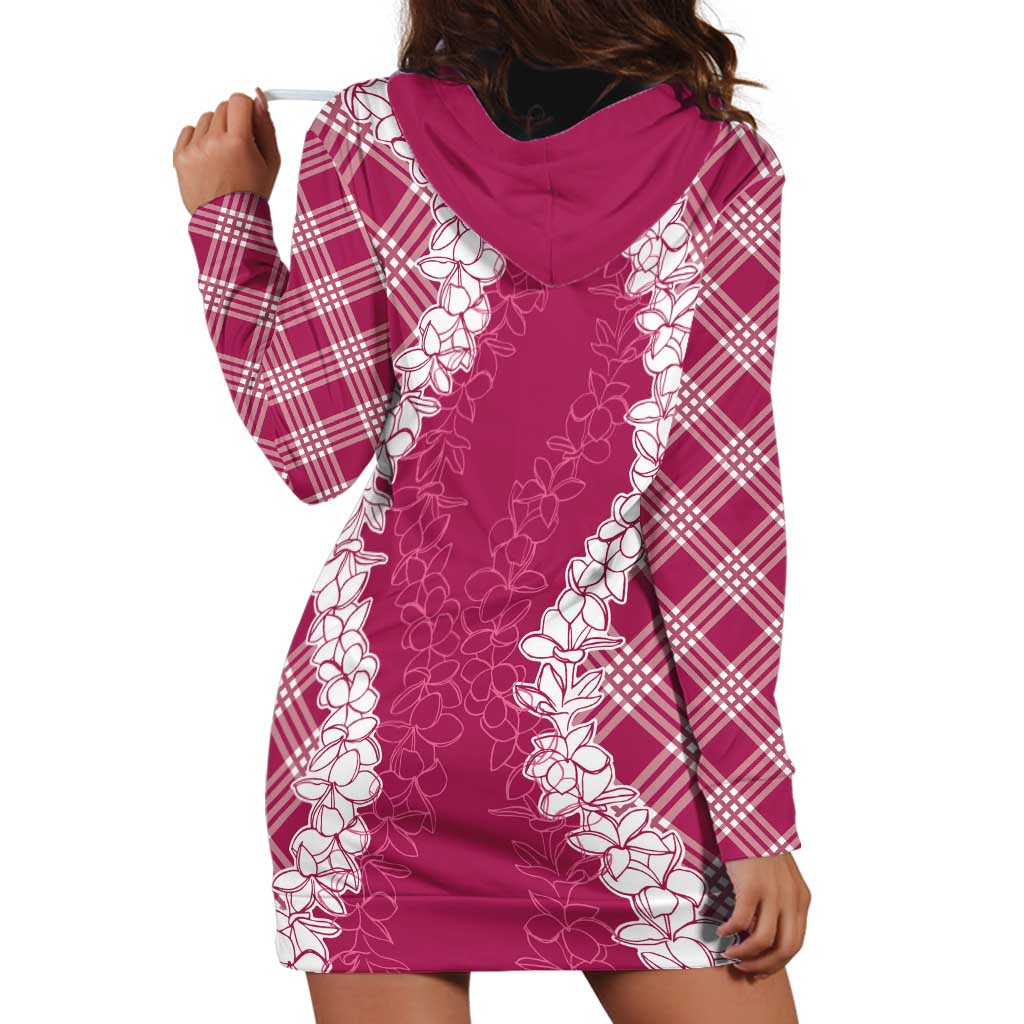 Hawaii Aloha Plumeria Lei Fuschia Palaka Hoodie Dress LT7 - Polynesian Pride