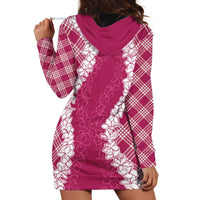 Hawaii Aloha Plumeria Lei Fuschia Palaka Hoodie Dress LT7 - Polynesian Pride