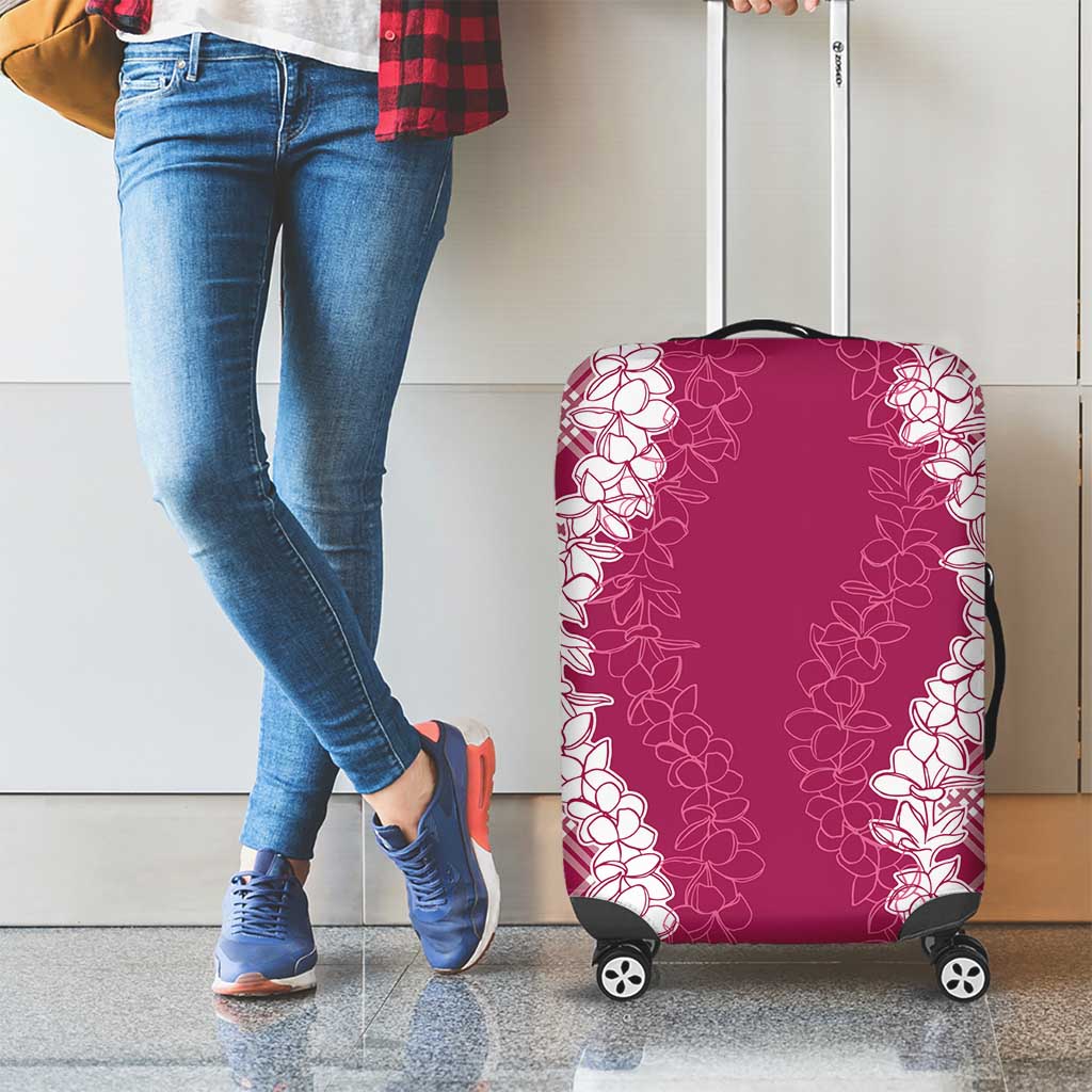 Hawaii Aloha Plumeria Lei Fuschia Palaka Luggage Cover - Polynesian Pride