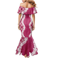 Hawaii Aloha Plumeria Lei Fuschia Palaka Mermaid Dress - Polynesian Pride